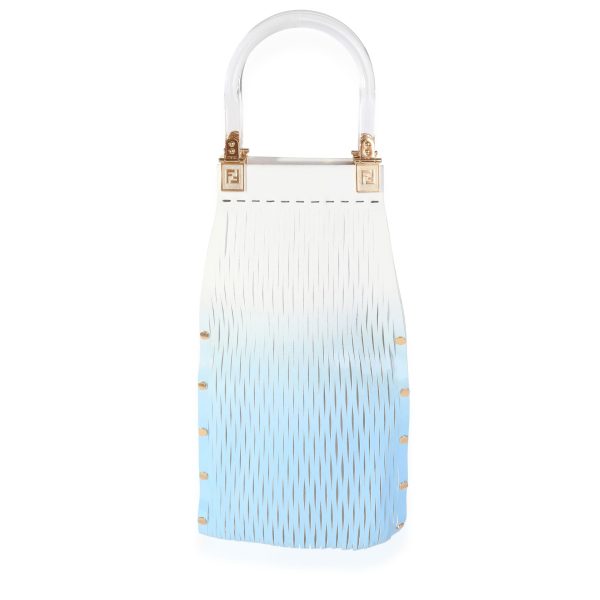 115375 pv 20e8755e 25da 41a5 8320 cd5c5953b5a6 Fendi Blue Gradient Laser Cut Patent Suede Sunny Top Handle Bag