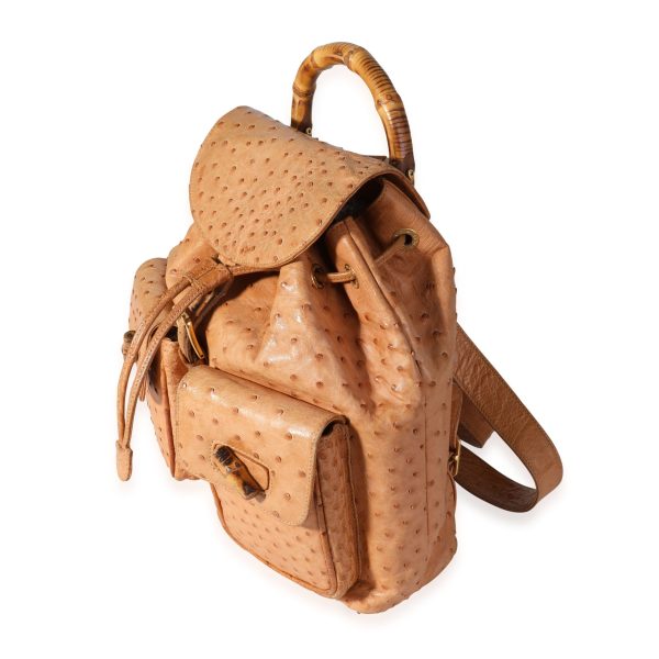 115376 sv 6d3f75d2 d564 4822 91f8 07c0a4c55e02 Gucci Vintage Natural Ostrich Bamboo Handle Backpack