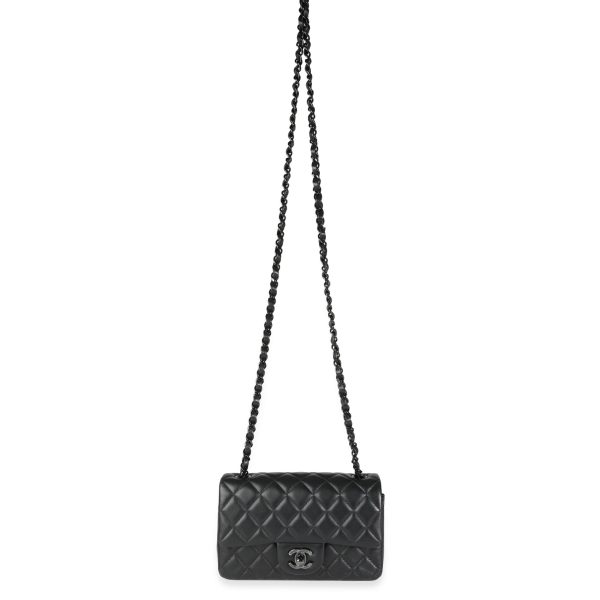 115384 bv Chanel So Black Lambskin Mini Rectangular Classic Single Flap Bag