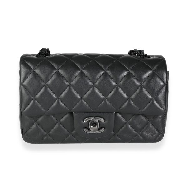 115384 fv Chanel So Black Lambskin Mini Rectangular Classic Single Flap Bag