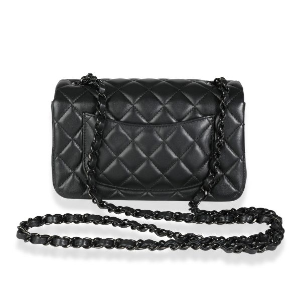 115384 pv Chanel So Black Lambskin Mini Rectangular Classic Single Flap Bag