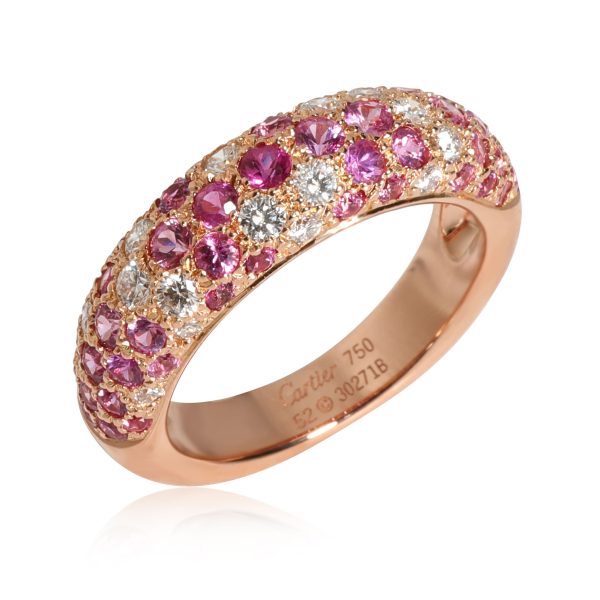 Fashion Ring Rose Gold Cartier Etincelle Pink Sapphire Diamond Ring in 18k Rose Gold Pink 036 CTW