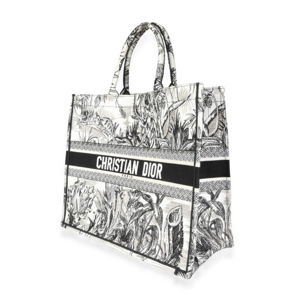 115417 sv aaab709a 9609 44c6 b75e 94ded56af79d Dior Ivory Black Toile De Jouy Carnivora Large Book Tote