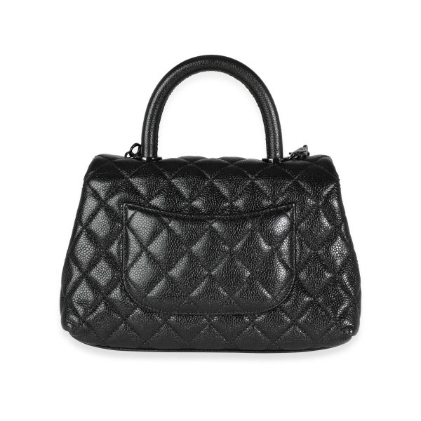 115445 pv Chanel So Black Quilted Glazed Caviar Mini Coco Top Handle Bag