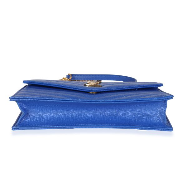 115459 stamp Saint Laurent Royal Blue Grain De Poudre Envelope Chain Wallet