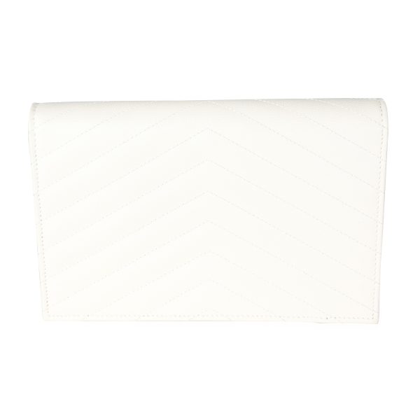 115462 pv Saint Laurent White Grain De Poudre Envelope Chain Wallet