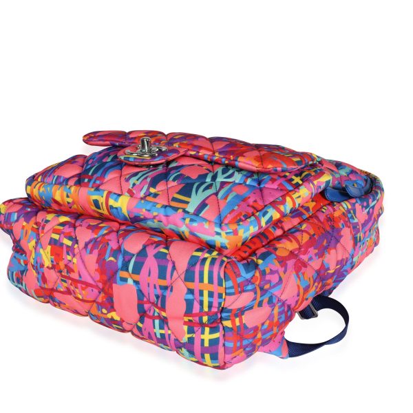 115468 clasp Chanel Pink Multicolor Foulard Printed Fabric Backpack