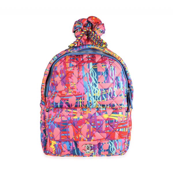 115468 fv Chanel Pink Multicolor Foulard Printed Fabric Backpack