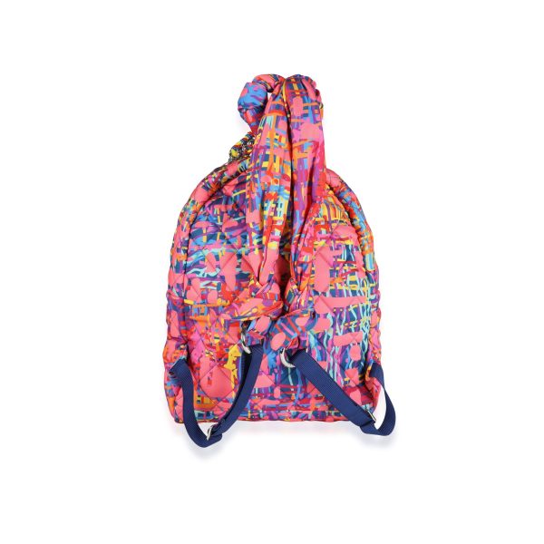 115468 pv Chanel Pink Multicolor Foulard Printed Fabric Backpack