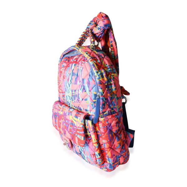 115468 sv Chanel Pink Multicolor Foulard Printed Fabric Backpack