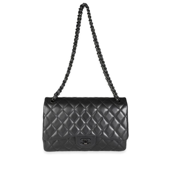 115496 bv ed7a3ffb 2baf 495c a2d7 aff8ca1f8a45 Chanel So Black Lambskin Jumbo Classic Double Flap Bag