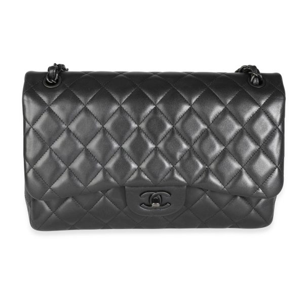 115496 fv 36d537d6 0fcb 44c0 88b2 3edc8f424411 Chanel So Black Lambskin Jumbo Classic Double Flap Bag