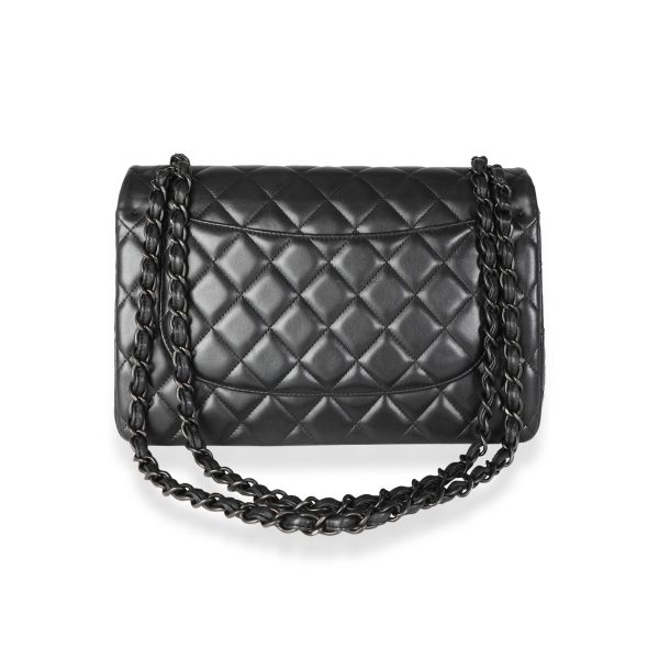 115496 pv e200ff7a f72e 44d7 8156 e2dd8e2bb98e Chanel So Black Lambskin Jumbo Classic Double Flap Bag