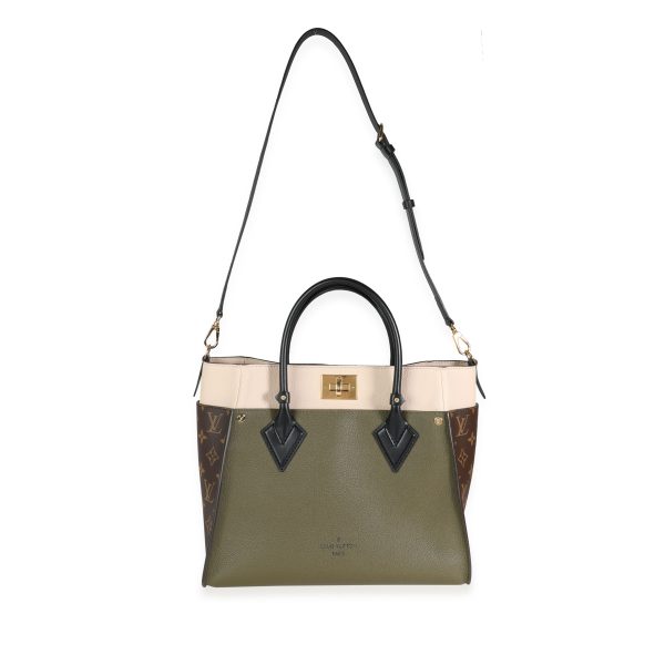 115502 bv 5b752749 69cf 4ba4 9f28 d912a6caba8c Louis Vuitton Laurier Green Toffee Latte Beige Monogram Canvas On My Side MM