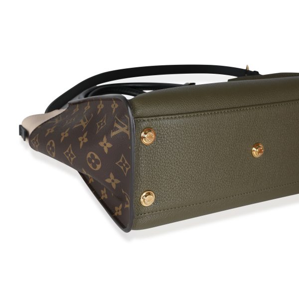 115502 clasp 8a3cab14 7fec 4521 94af c9bda8bdf3b3 Louis Vuitton Laurier Green Toffee Latte Beige Monogram Canvas On My Side MM