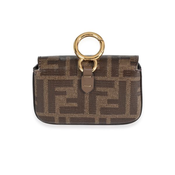 115517 pv Fendi Brown Glazed Jacquard FF Monogram Fabric Nano Baguette Charm