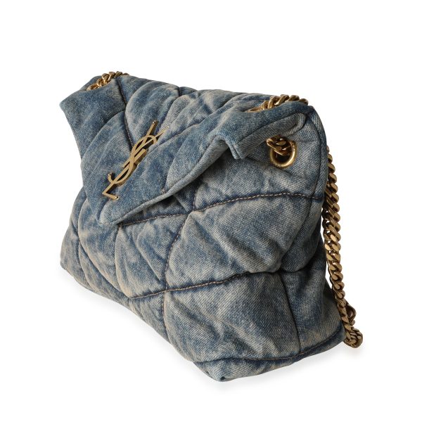 115520 sv Saint Laurent Rodeo Blue Vintage Denim Small Loulou Puffer Bag