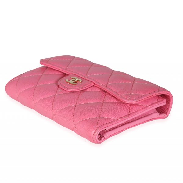 115523 box Chanel Pink Quilted Caviar Medium Flap Wallet