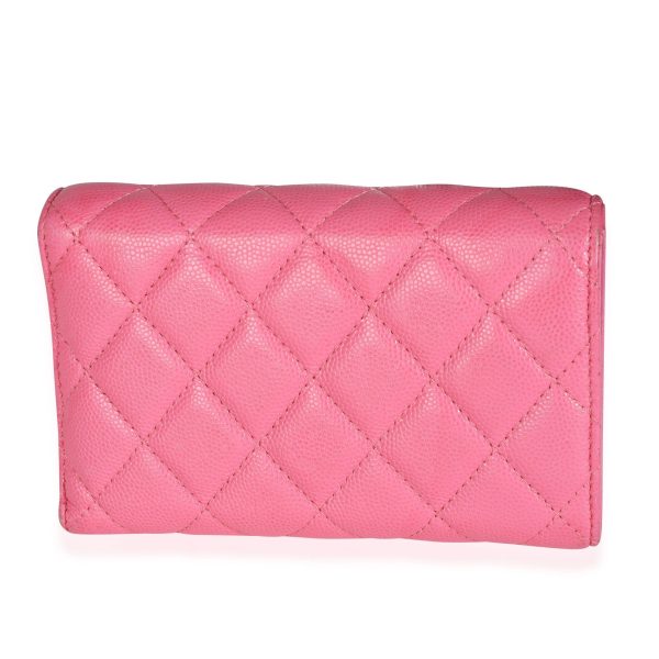 115523 pv Chanel Pink Quilted Caviar Medium Flap Wallet