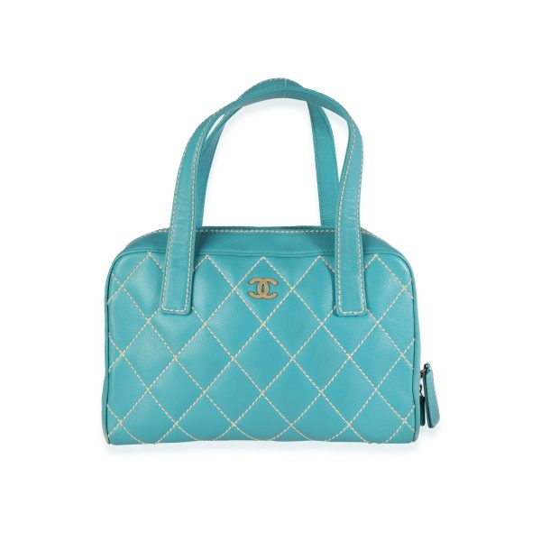 115549 fv f8e4e6d7 378e 44eb b110 bc376e59e442 Chanel Turquoise Leather Small Wild Stitch Tote