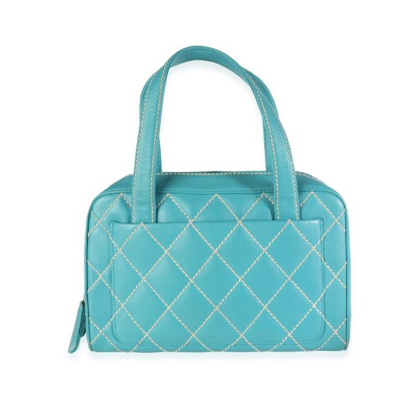 115549 pv 27106dbf 9f15 4c58 a3d3 0c2c3f926b07 Chanel Turquoise Leather Small Wild Stitch Tote