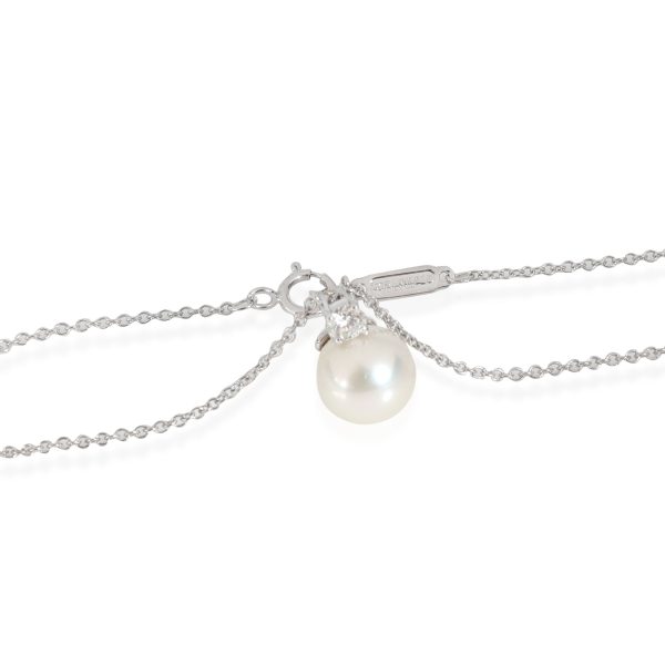 115563 clasp Tiffany Co Signature Pearls Diamond Pendant in 18K White Gold