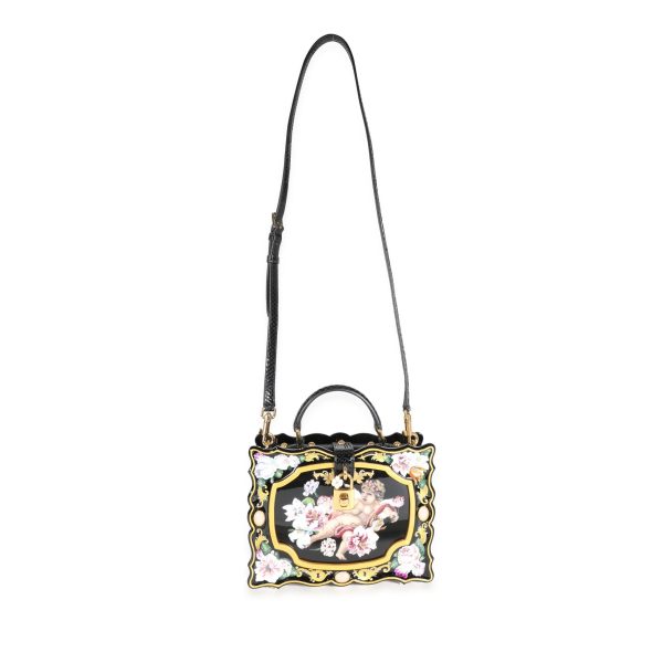 115754 bv b9a997b3 f6a3 4672 b3b0 19f33aabd5db Dolce Gabbana Hand Painted Wooden Cherub Box Bag with Snakeskin Strap