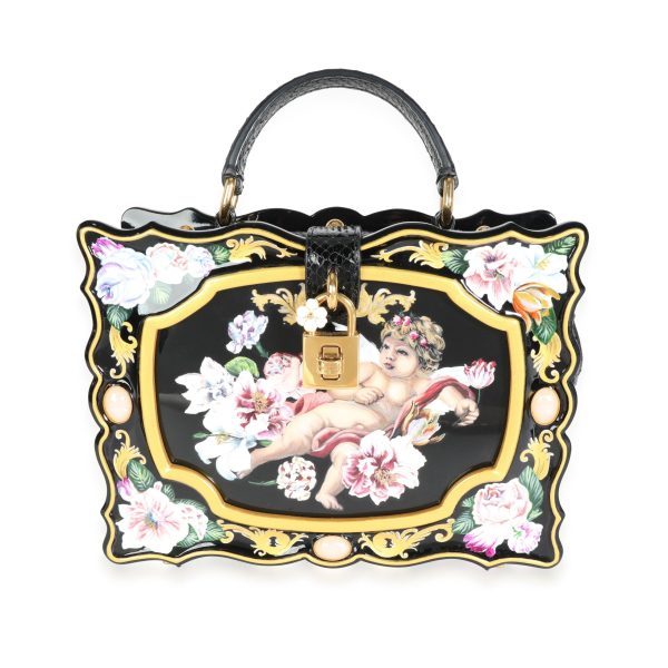 115754 fv de036520 ee5a 4329 87e0 7805da64787d Dolce Gabbana Hand Painted Wooden Cherub Box Bag with Snakeskin Strap