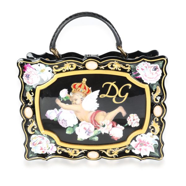 115754 pv 66f88afd 6840 4567 b052 e9d7152719c5 Dolce Gabbana Hand Painted Wooden Cherub Box Bag with Snakeskin Strap