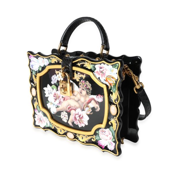 115754 sv cf4ec771 ac16 471f 8d60 ab30716ba6a4 Dolce Gabbana Hand Painted Wooden Cherub Box Bag with Snakeskin Strap