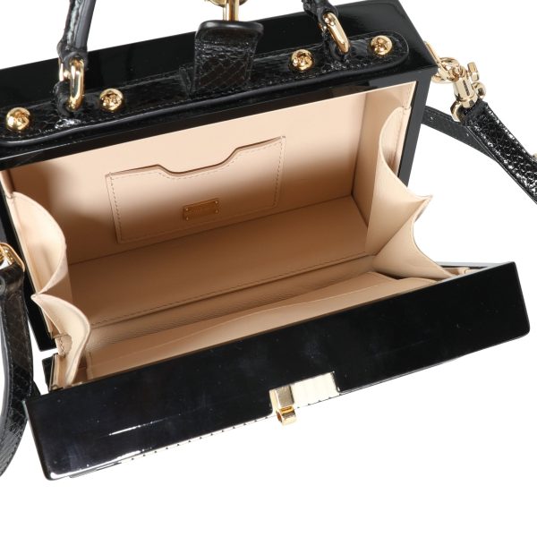 115755 av 6dc9c530 4a65 45da b8cf 987b510871a9 Dolce Gabbana Hand Painted Wooden Piano Box Bag with Snakeskin Strap