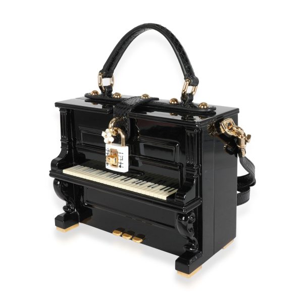 115755 sv d853f9a3 9fab 40b3 b84c f9577d4ee3ff Dolce Gabbana Hand Painted Wooden Piano Box Bag with Snakeskin Strap