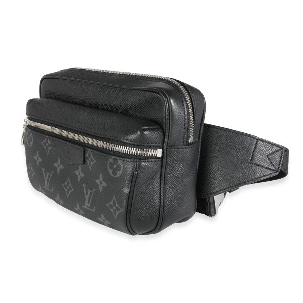 115759 sv Louis Vuitton Black Taiga Leather Monogram Eclipse Canvas Outdoor Messenger