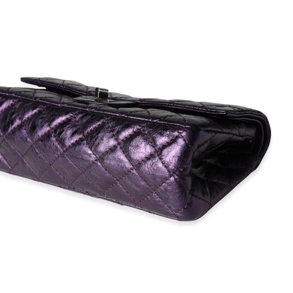 115788 box fb28d2db e9f5 47f4 aa26 fa7209c448ca Chanel Metallic Purple Quilted Aged Calfskin Reissue 255 225 Double Flap Bag