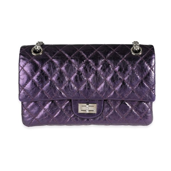 115788 fv 6238e899 9492 4104 b029 3d3174e0d2ee Chanel Metallic Purple Quilted Aged Calfskin Reissue 255 225 Double Flap Bag