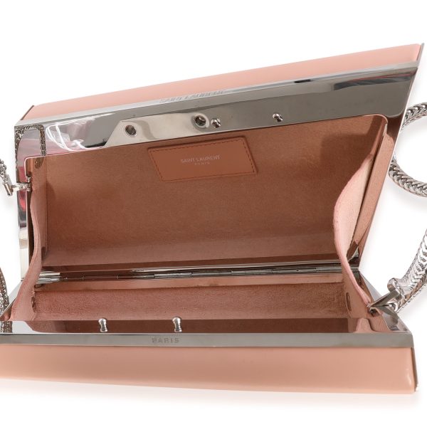115875 clasp Saint Laurent Pink Leather Diagonal Box Chain Clutch