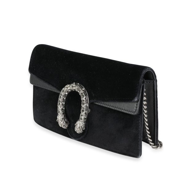 115889 sv Gucci Black Velvet Super Mini Dionysus Crossbody Bag