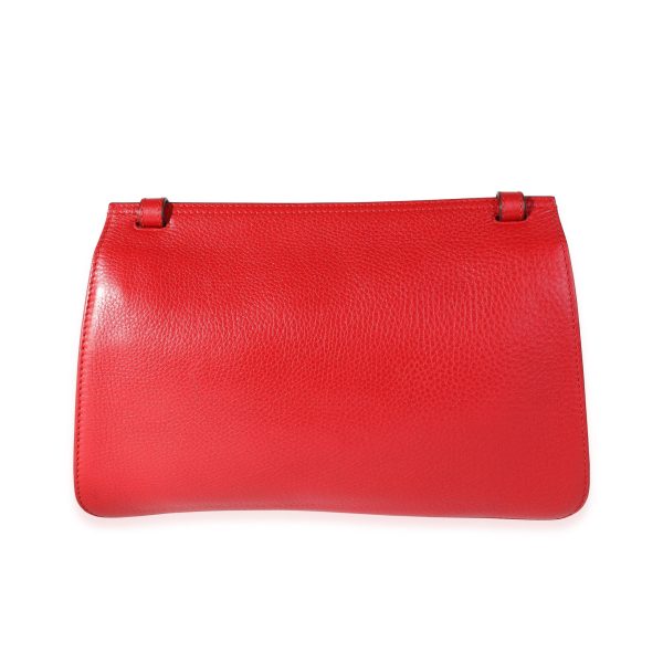 115965 pv 6040b307 9829 404d 905f 189719b6c562 Gucci Red Pebbled Calfskin Medium Bamboo Daily Flap Shoulder Bag