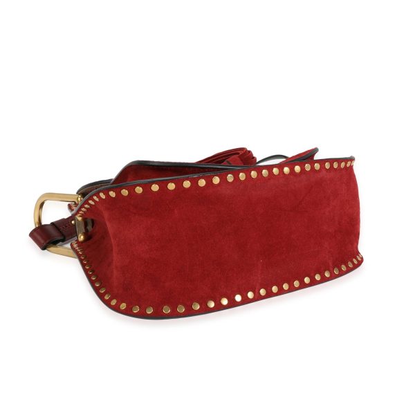 115966 clasp Chloé Burgundy Braided Studded Suede Small Hudson Bag