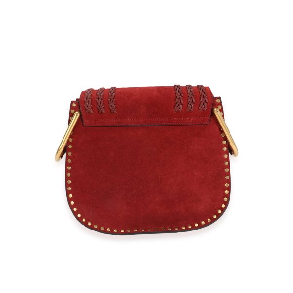 115966 pv Chloé Burgundy Braided Studded Suede Small Hudson Bag