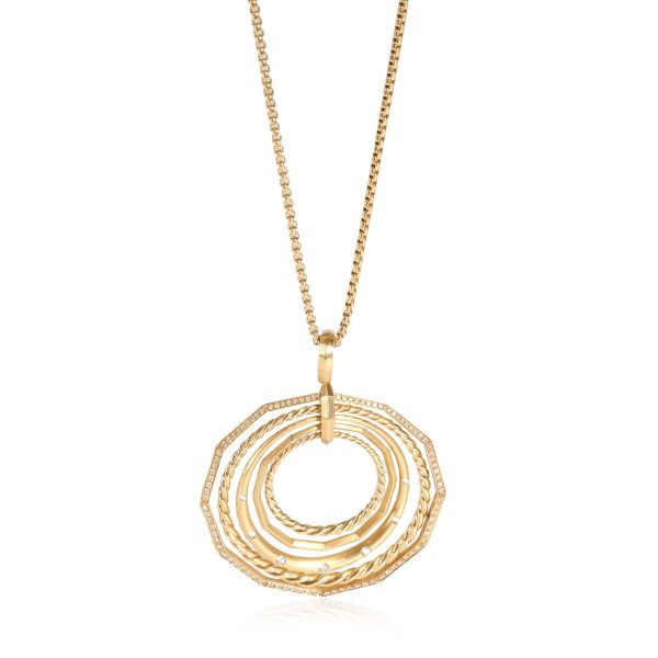 116004 fv David Yurman Stax Diamond Circle Necklace in 18k Yellow Gold 055 CTW