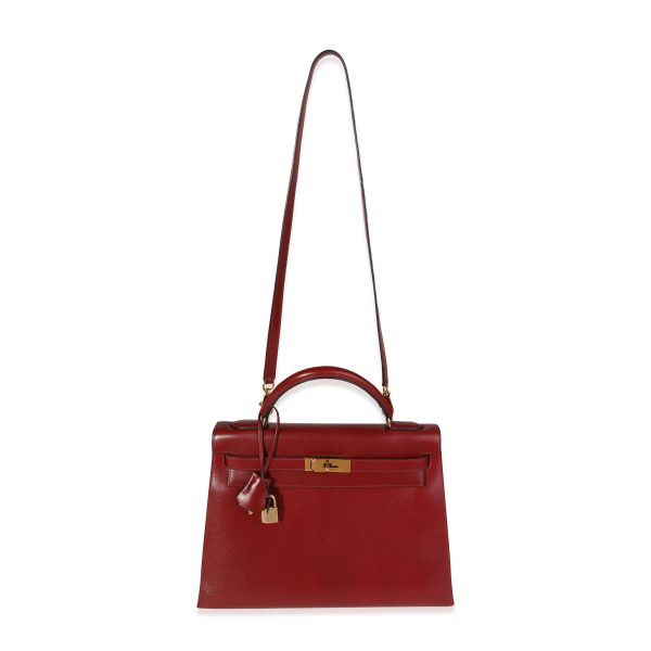 116046 bv 65f88619 2586 43ae b516 fae203d7355e Hermès Vintage Rouge H Box Calf Sellier Kelly 32 GHW