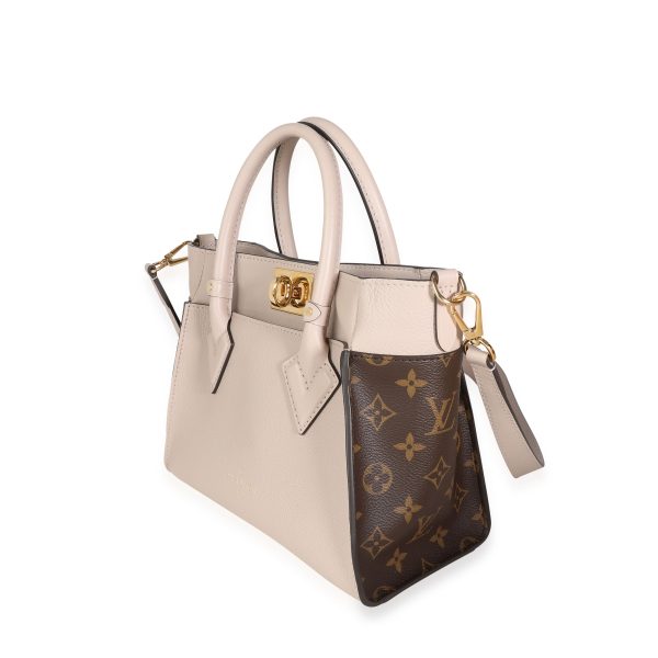 116141 sv ffacbf6c c883 44fe a12f f247784c15cf Louis Vuitton Greige Calfskin Monogram Canvas On My Side Tote PM