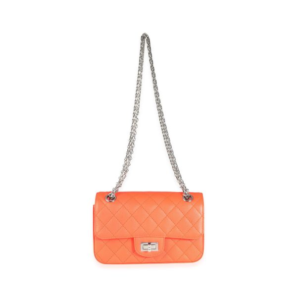 116144 bv Chanel Neon Orange Quilted Chévre Leather Reissue 255 224 Bag