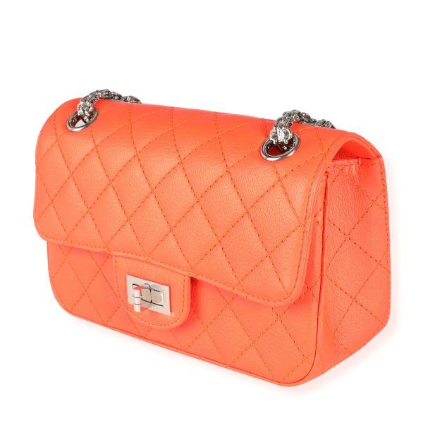 116144 sv Chanel Neon Orange Quilted Chévre Leather Reissue 255 224 Bag