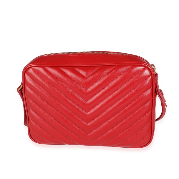 116170 pv Saint Laurent Red Chevron Calfskin Lou Camera Bag