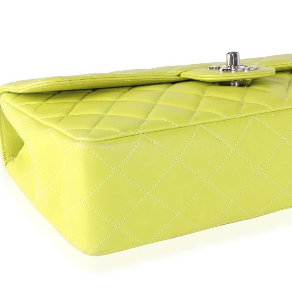 116171 clasp Chanel Vintage Lime Green Quilted Lambskin Twin Top Handle Bag