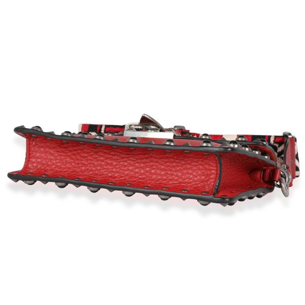 116187 clasp Valentino Red Calfskin Small Guitar Strap Rockstud Crossbody Bag