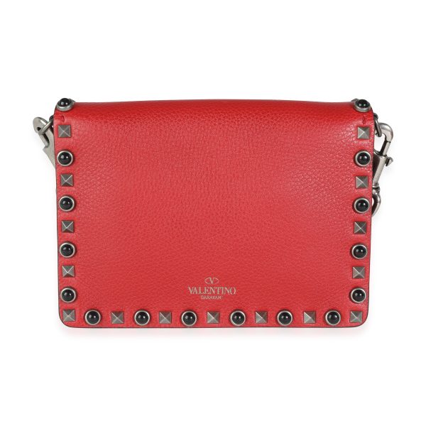 116187 pv Valentino Red Calfskin Small Guitar Strap Rockstud Crossbody Bag