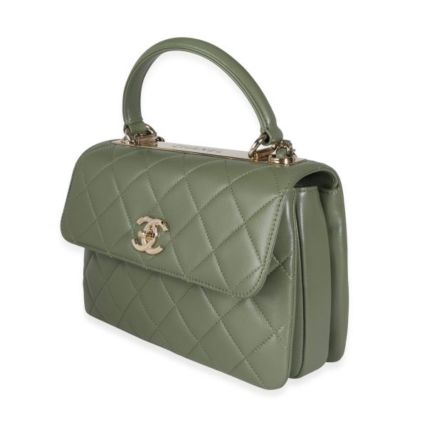 116197 sv b1fdc5b3 6894 4d71 8edf 8f1c0b686672 Chanel Sage Quilted Lambskin Trendy Top Handle Bag